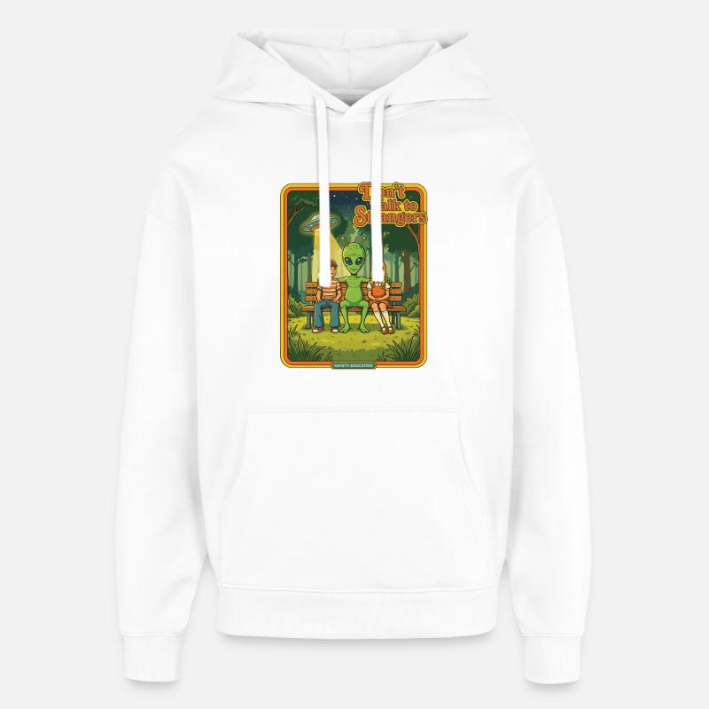 Ne parlez pas aux inconnus – design rétro extraterrestre - Sweat à capuche unisexe Stanley/Stella Oversized - blanc
