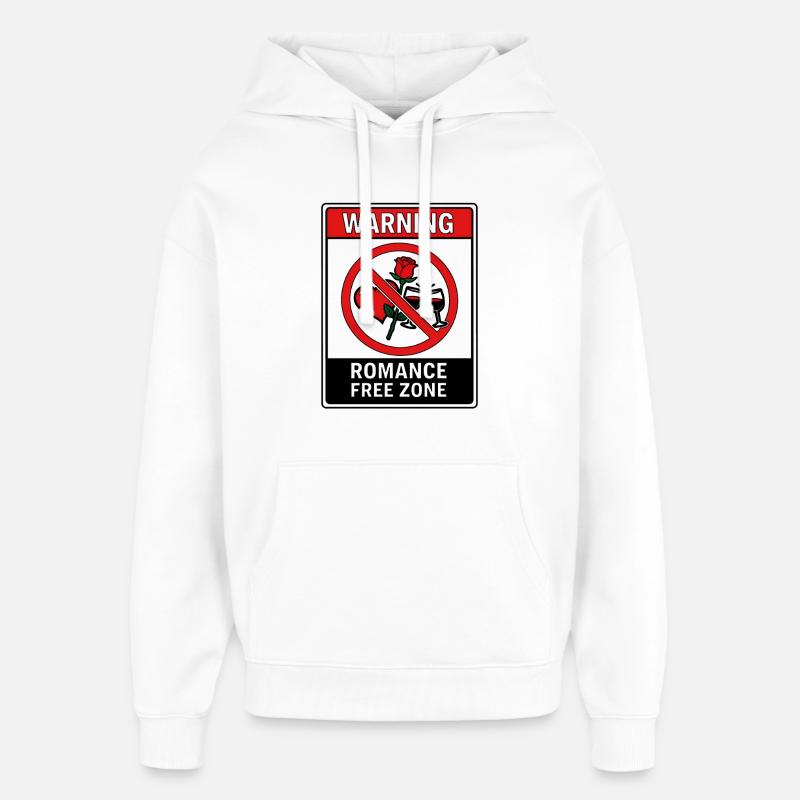 Avertissement : Zone Libre de Romance - Sweat à capuche unisexe Stanley/Stella Oversized - blanc