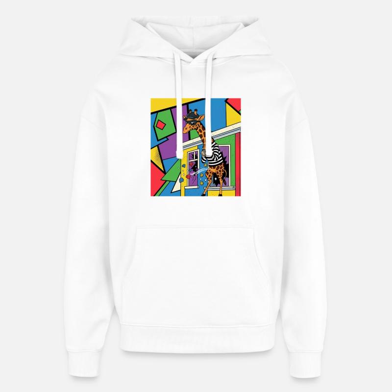 Giraffe Voleuse Pop Art - Sweat à capuche unisexe Stanley/Stella Oversized - blanc