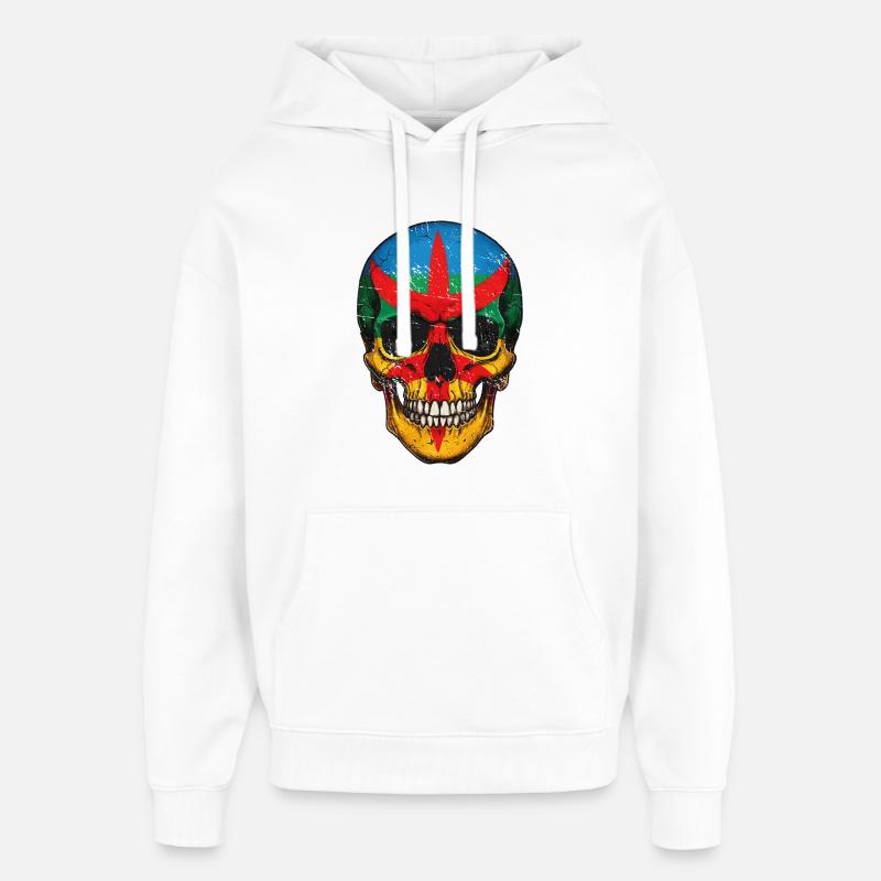 Bunte Berberflaggen-Schädel – Berber-Schädel - Oversized Unisex Hoodie von Stanley/Stella - Weiß