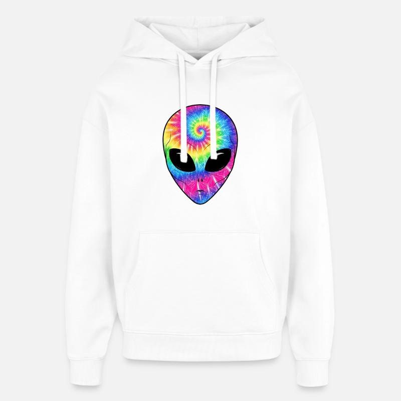 Visage d’extraterrestre TieDye Psychédélique - Sweat à capuche unisexe Stanley/Stella Oversized - blanc