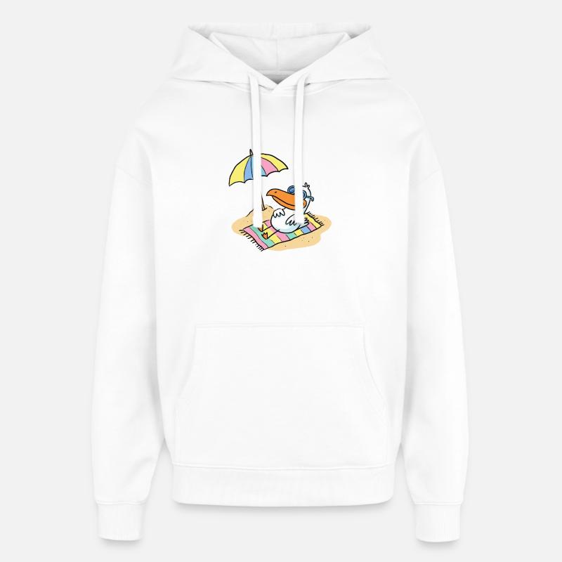 Sonnenvogel am Strand mit Schirm - Oversized Unisex Hoodie von Stanley/Stella - Weiß