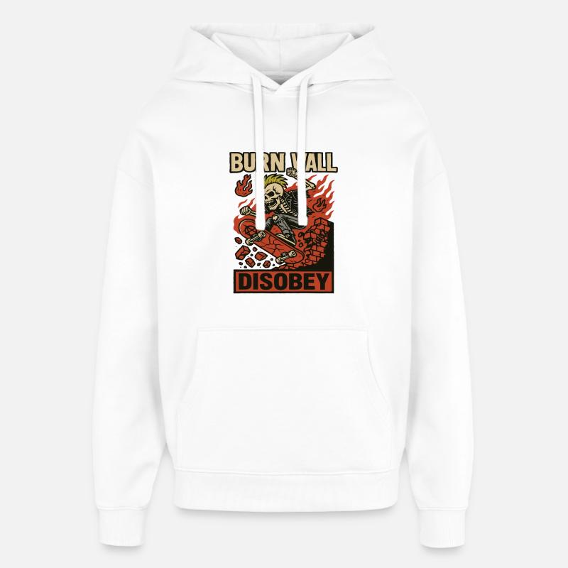 Squelette du Patineur du Mur Brûlant - Sweat à capuche unisexe Stanley/Stella Oversized - blanc