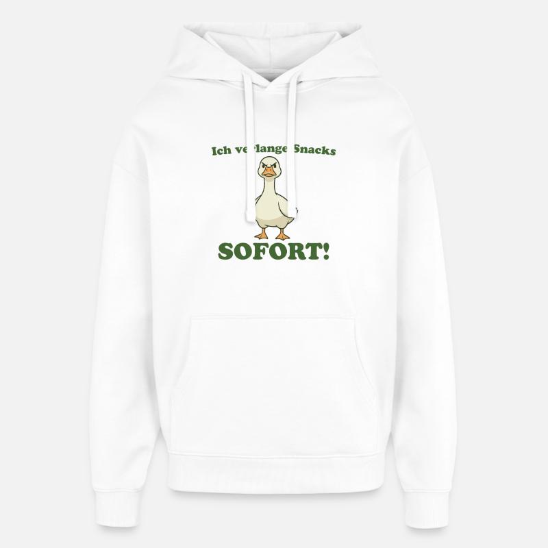Angry Goose : J’exige des snacks MAINTENANT ! - Sweat à capuche unisexe Stanley/Stella Oversized - blanc