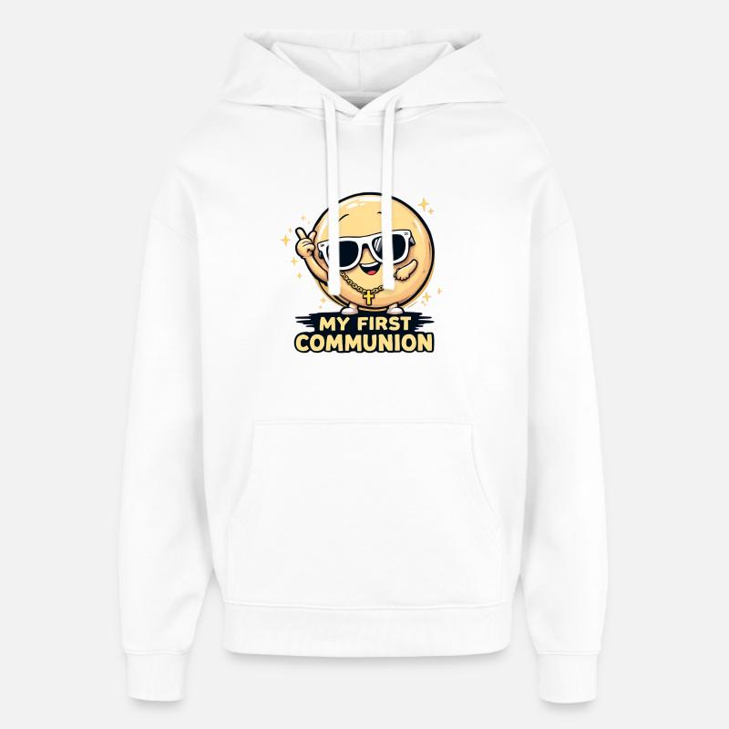 Dessin animé de la Première Communion - Sweat à capuche unisexe Stanley/Stella Oversized - blanc