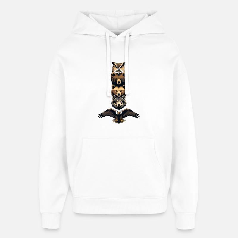 Les piles d’animaux des Gardiens - Sweat à capuche unisexe Stanley/Stella Oversized - blanc