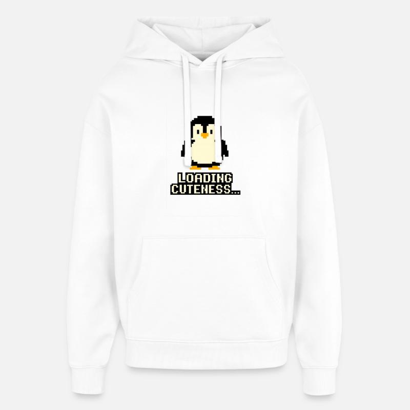 Mignonnerie de Pixel Penguin Charging - Sweat à capuche unisexe Stanley/Stella Oversized - blanc