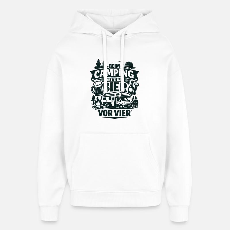 Bier Vor Vier Beim Camping - Oversized Unisex Hoodie von Stanley/Stella - Weiß