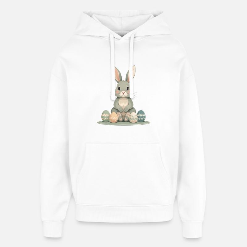 Pastel Bunny Easter Eggs - Oversized Unisex Hoodie by Stanley/Stella - white