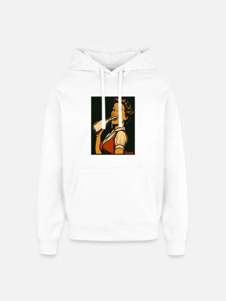 Retro Dame mit Milch Getränk - Oversized Unisex Hoodie von Stanley/Stella - Weiß