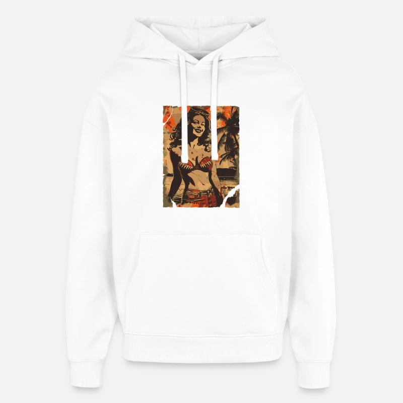 Pin-Up Beach Rétro - Sweat à capuche unisexe Stanley/Stella Oversized - blanc