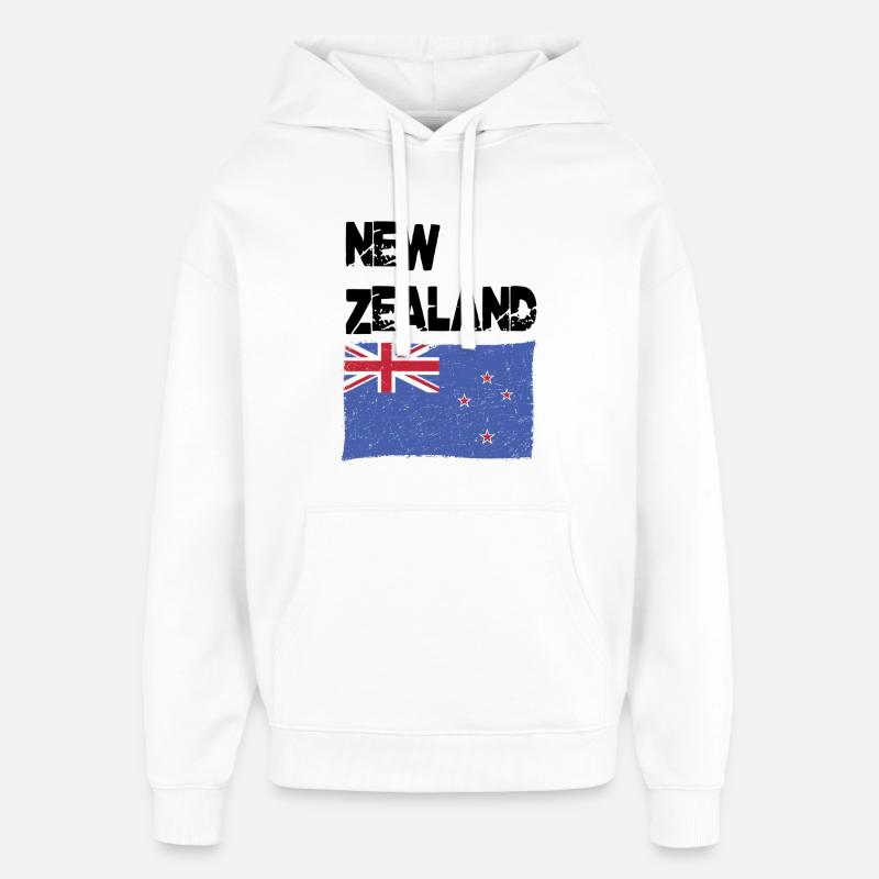 Drapeau néo-zélandais néo-zélandais - Sweat à capuche unisexe Stanley/Stella Oversized - blanc