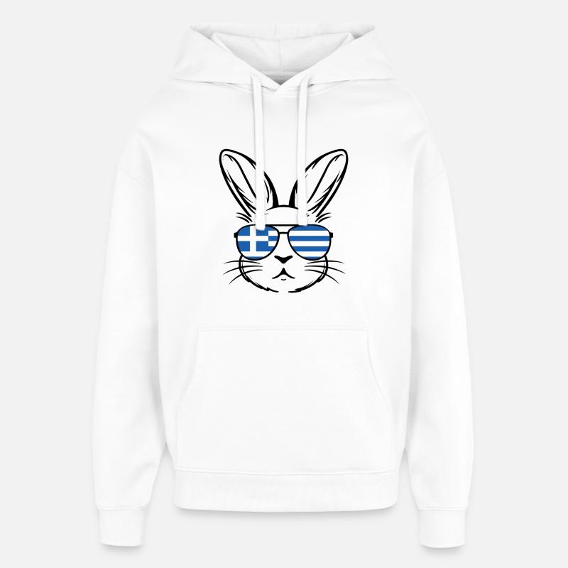 Bandiera greca di Pasqua Coniglio Pasquale - Stanley/Stella Oversized Felpa con cappuccio unisex - bianco