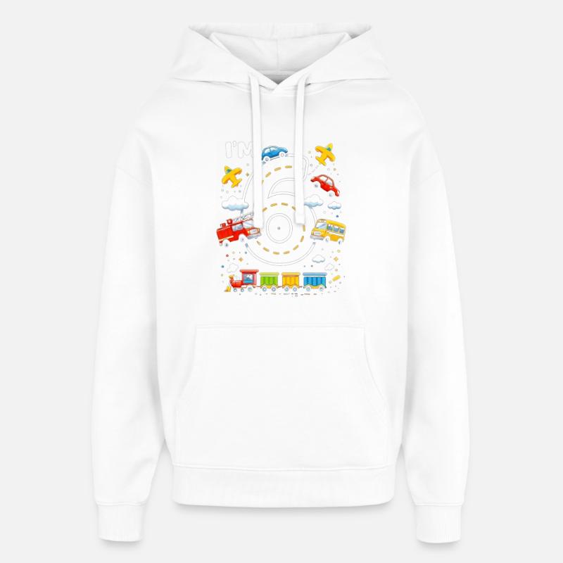 Six aventures de transport - Sweat à capuche unisexe Stanley/Stella Oversized - blanc