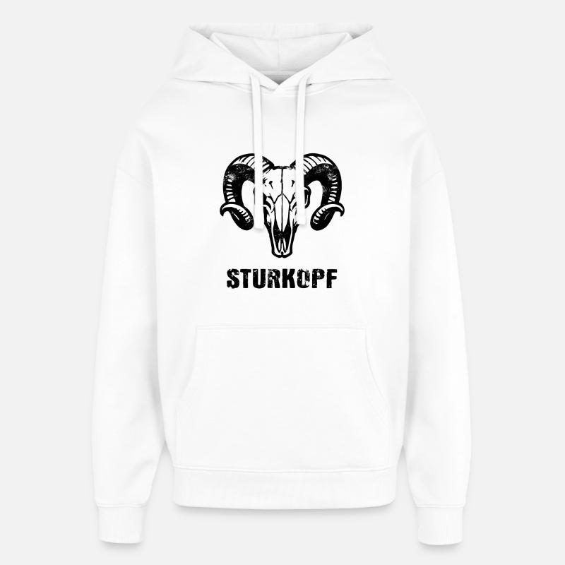 Sturkopf | Widderkopf Schädel mit Hörnern - Oversized Unisex Hoodie von Stanley/Stella - Weiß