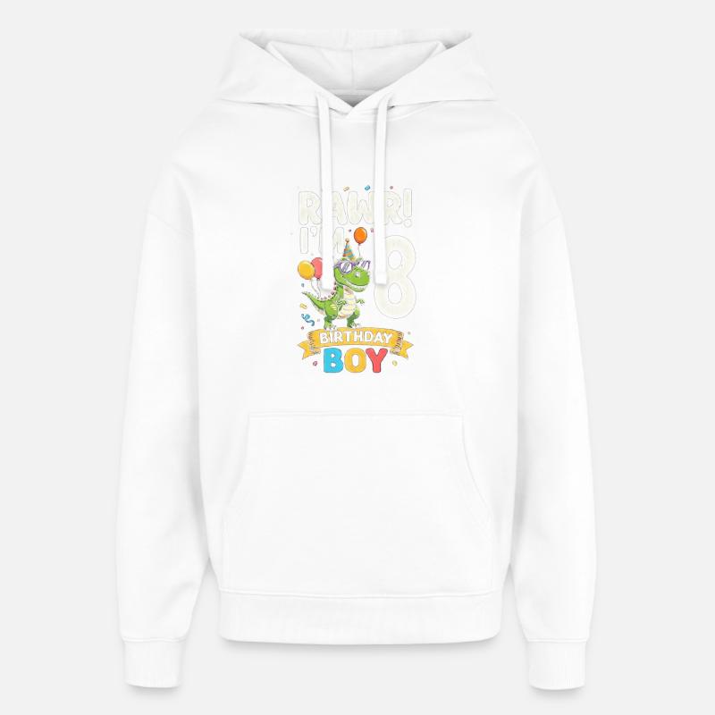 RAWR ! Dino Anniversaire 8 - Sweat à capuche unisexe Stanley/Stella Oversized - blanc