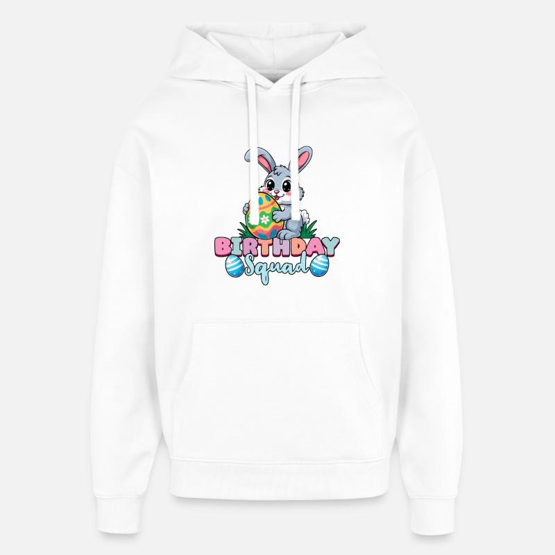 Birthday Squad Happy Easter Bunny Spring - Oversized Unisex Hoodie by Stanley/Stella - white