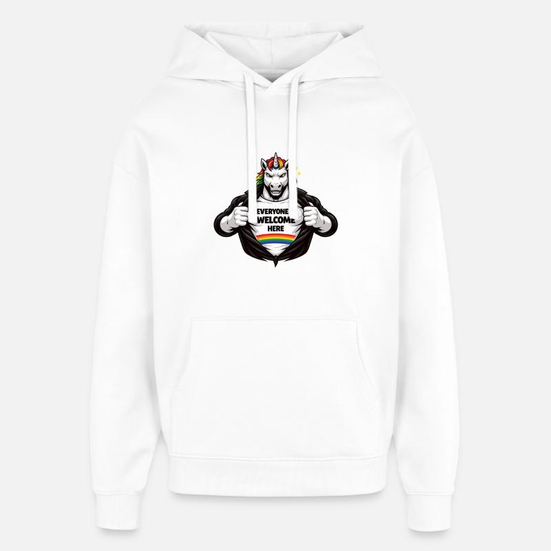 Vielfalt & Respekt Regenbogen Statement Design - Oversized Unisex Hoodie von Stanley/Stella - Weiß