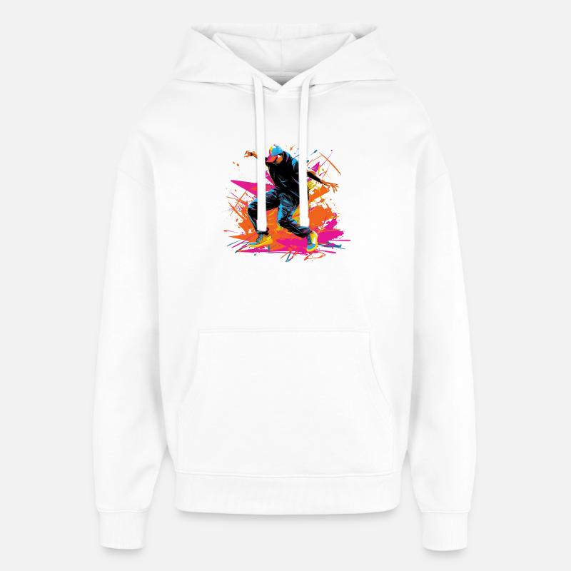 Synthwave rétro B Boy - Sweat à capuche unisexe Stanley/Stella Oversized - blanc
