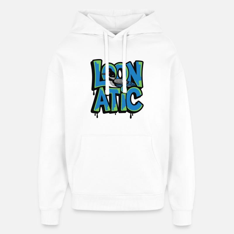 Loonatic Bird Graffiti Style - Oversized Unisex Hoodie by Stanley/Stella - white