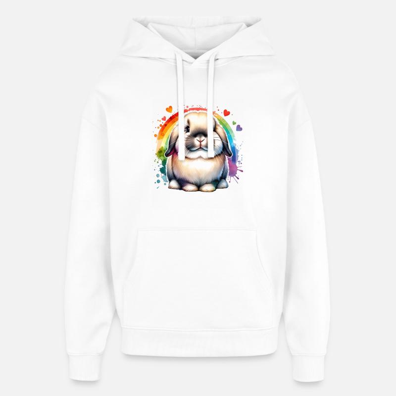 Dwarf Ram Rabbit Gift - Oversized Unisex Hoodie by Stanley/Stella - white
