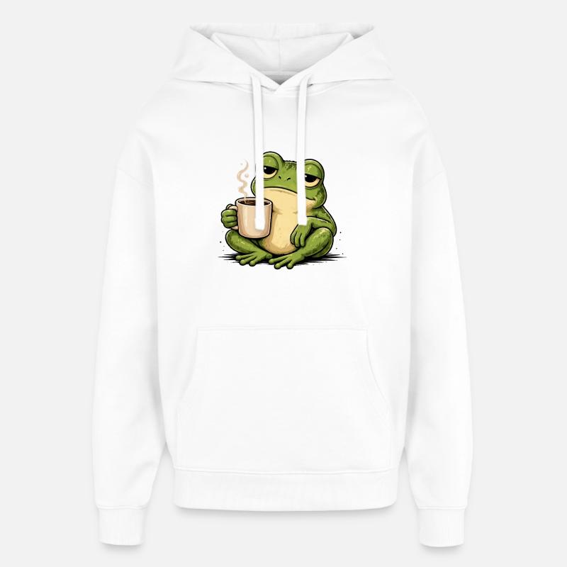 KaffeeFrosch Gemütlichkeit - Sweat à capuche unisexe Stanley/Stella Oversized - blanc