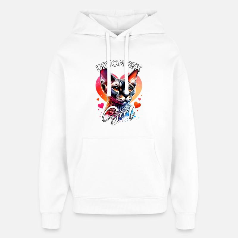 Devon Rex Mädchen Devon Rex - Oversized Unisex Hoodie von Stanley/Stella - Weiß