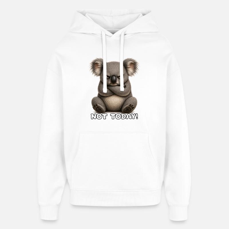 Grumpy Koala – Not Today - Oversized Unisex Hoodie by Stanley/Stella - white
