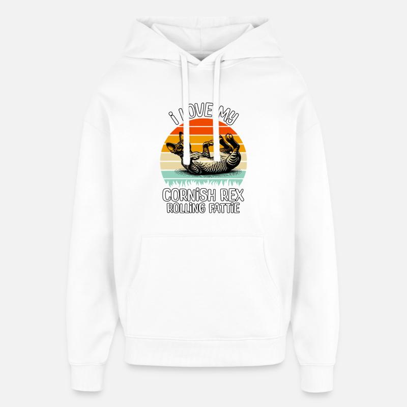 Lustige Cornish Rexkatze - Oversized Unisex Hoodie von Stanley/Stella - Weiß