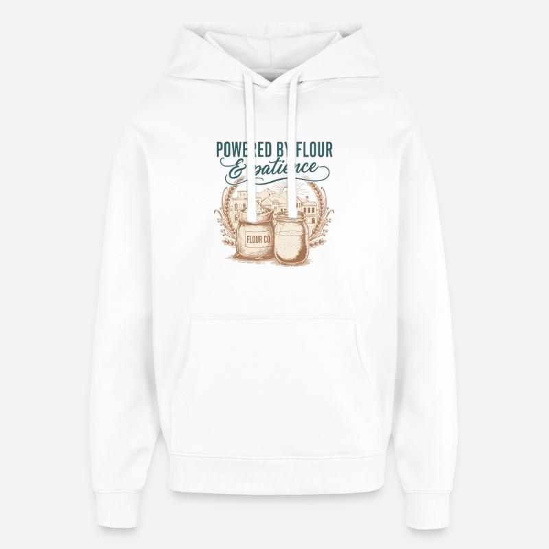 Sourdough Bread Baking Powered By Flour - Oversized Unisex Hoodie by Stanley/Stella - white