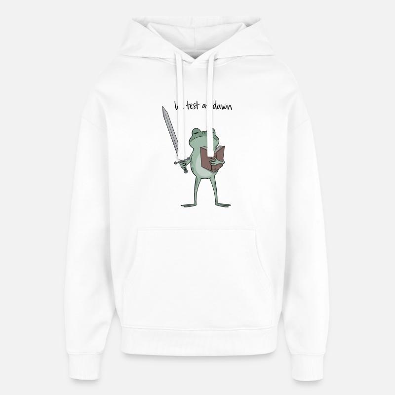 Le Chevalier Grenouille À l’Aube lit - Sweat à capuche unisexe Stanley/Stella Oversized - blanc