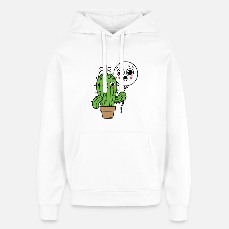 Cactus Buddy and Balloon Ghost - Oversized Unisex Hoodie by Stanley/Stella - white