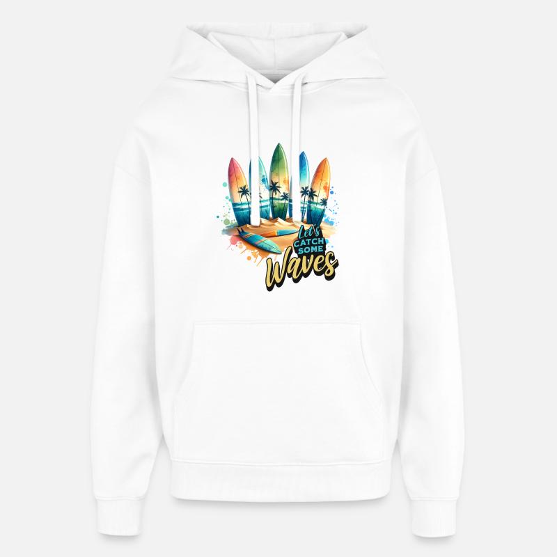 Prenons quelques vagues - Sweat à capuche unisexe Stanley/Stella Oversized - blanc