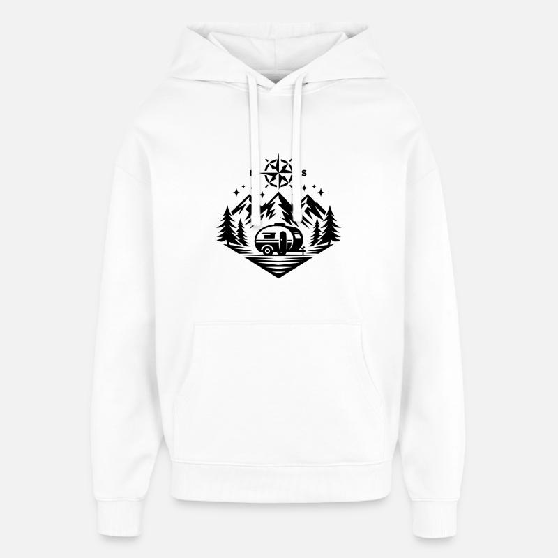 Camping Compass Mountains - Sweat à capuche unisexe Stanley/Stella Oversized - blanc