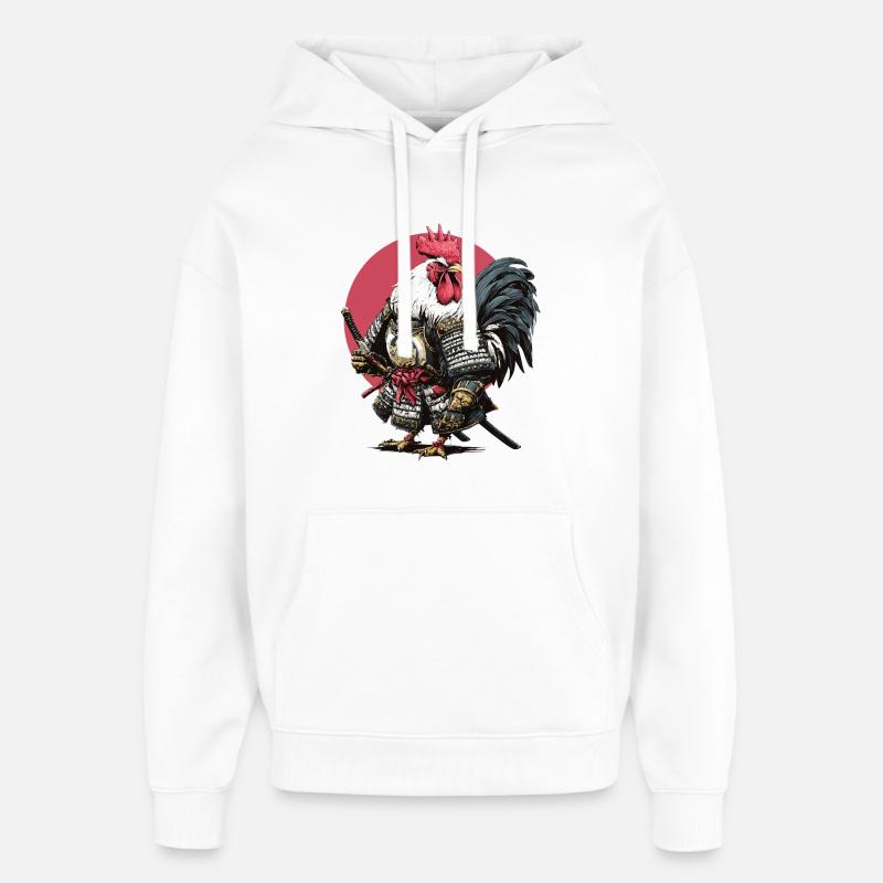 Rooster Samurai Armor - Oversized Unisex Hoodie by Stanley/Stella - white