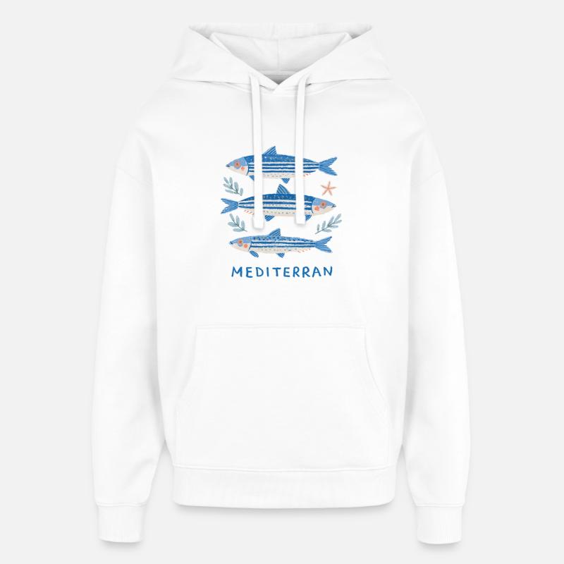 Sardines - Trilogie méditerranéenne - Sweat à capuche unisexe Stanley/Stella Oversized - blanc