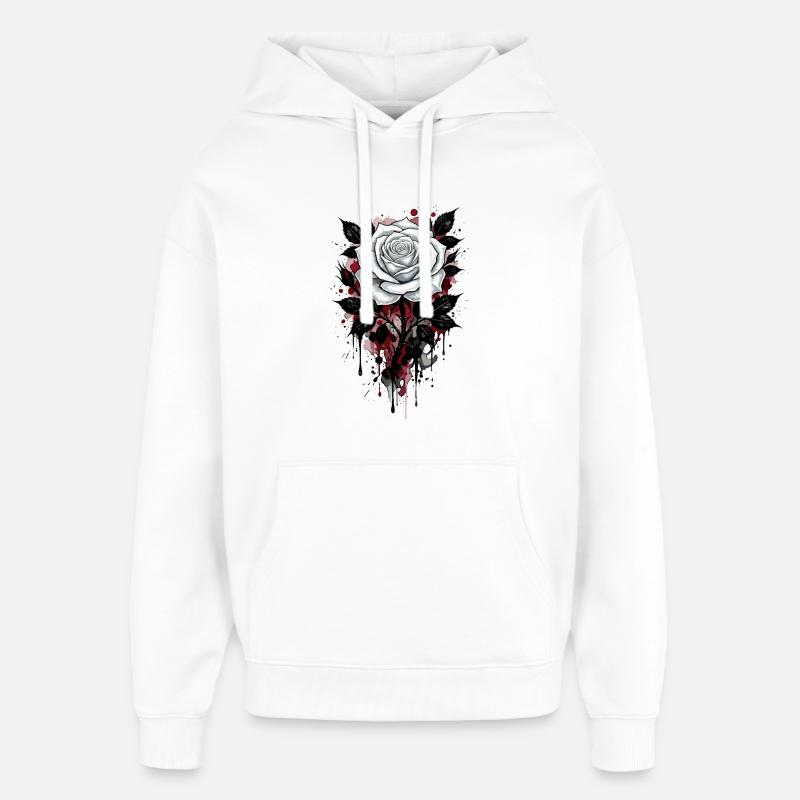 Rose, Rose Blanche, Rose et Fleurs - Sweat à capuche unisexe Stanley/Stella Oversized - blanc