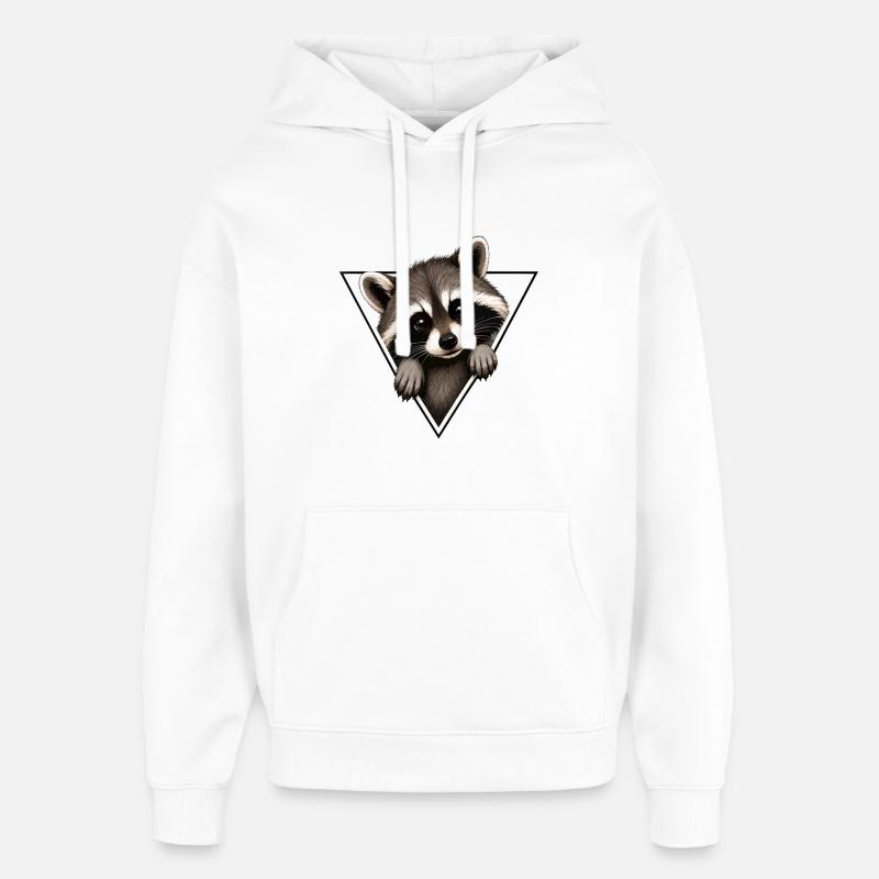 Raton laveur en triangle - Sweat à capuche unisexe Stanley/Stella Oversized - blanc