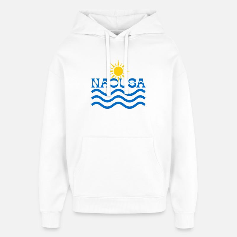 Naousa Sun Waves Logo - Sweat à capuche unisexe Stanley/Stella Oversized - blanc
