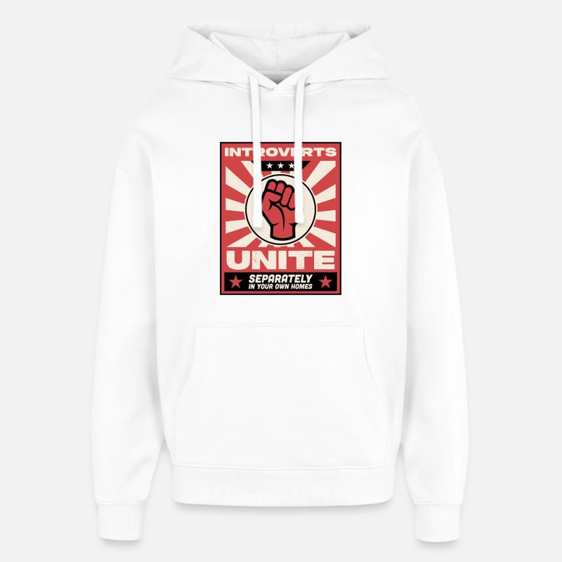 Les introvertis s’unissent - Sweat à capuche unisexe Stanley/Stella Oversized - blanc