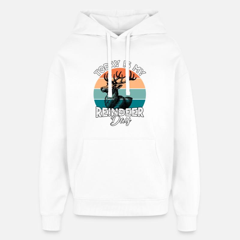 Rentier Reindeer - Sweat à capuche unisexe Stanley/Stella Oversized - blanc