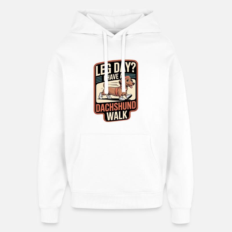 Dachshund Walk - Oversized Unisex Hoodie by Stanley/Stella - white