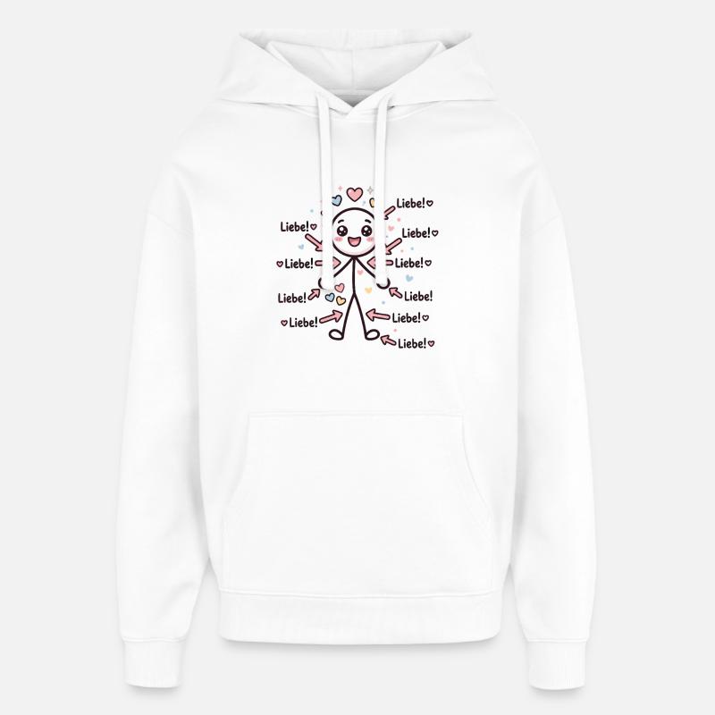 Strichmännchen Liebe Herz - Oversized Unisex Hoodie von Stanley/Stella - Weiß