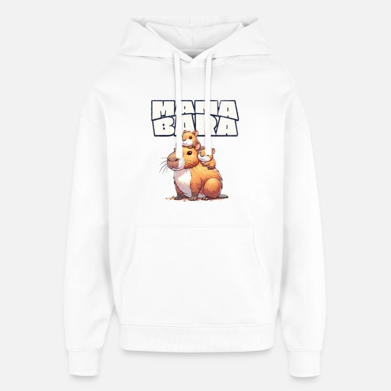 Mama Bara Capybara - Sweat à capuche unisexe Stanley/Stella Oversized - blanc