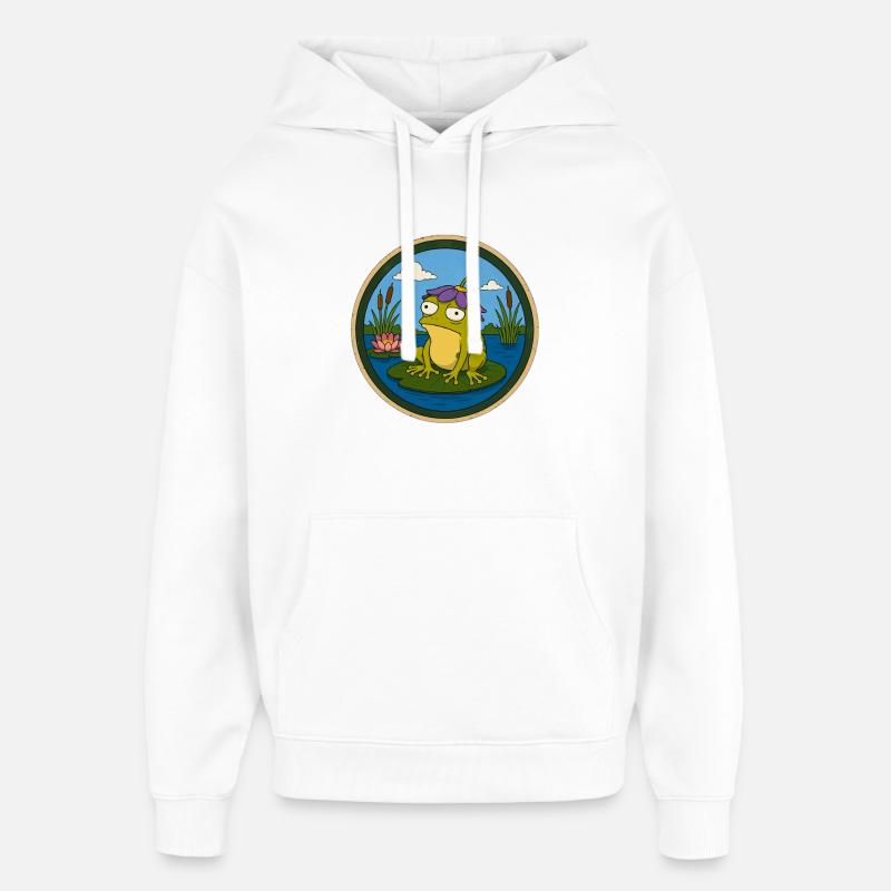 Insigne de grenouille sur nénuphar - Sweat à capuche unisexe Stanley/Stella Oversized - blanc