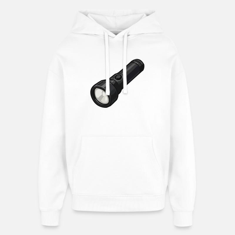 Compact Flashlight Illustration - Oversized Unisex Hoodie by Stanley/Stella - white