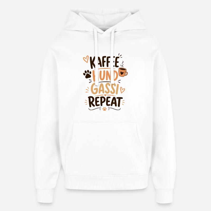 Kaffee Hund Gassi Repeat - Oversized Unisex Hoodie von Stanley/Stella - Weiß