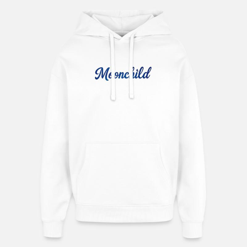 Moonchild Blue Script – Style de nuit - Sweat à capuche unisexe Stanley/Stella Oversized - blanc