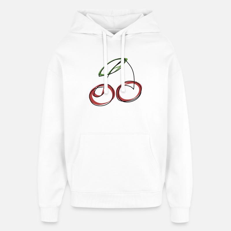 Lineart Kirsche - Sweat à capuche unisexe Stanley/Stella Oversized - blanc