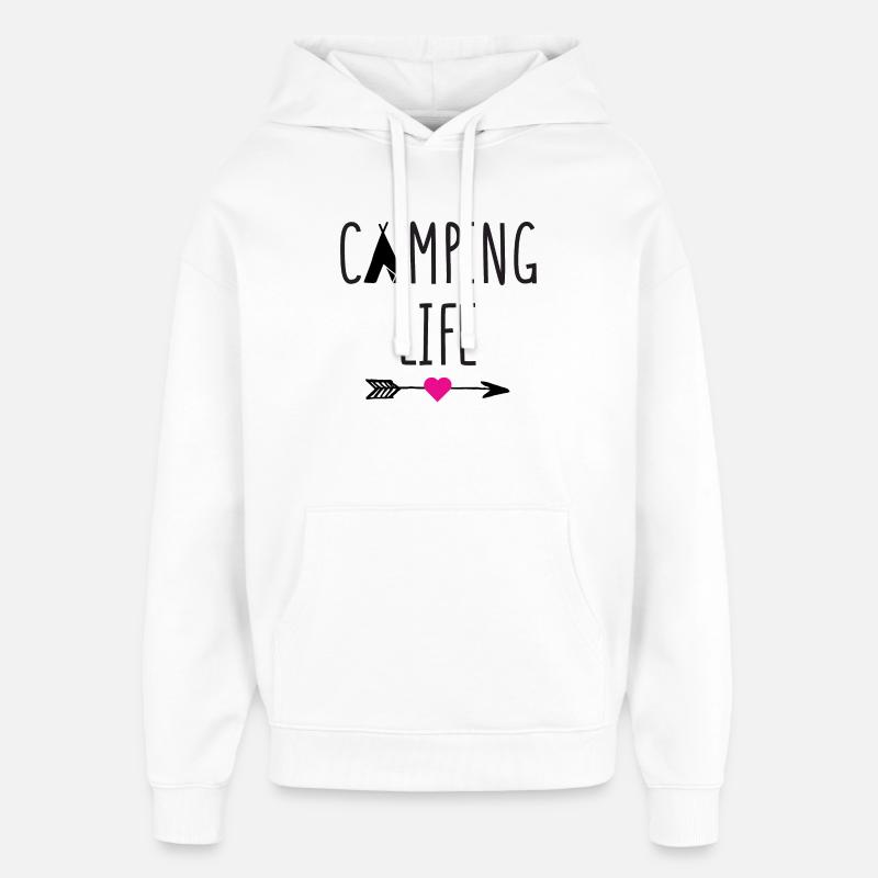 La vie en camping - Sweat à capuche unisexe Stanley/Stella Oversized - blanc